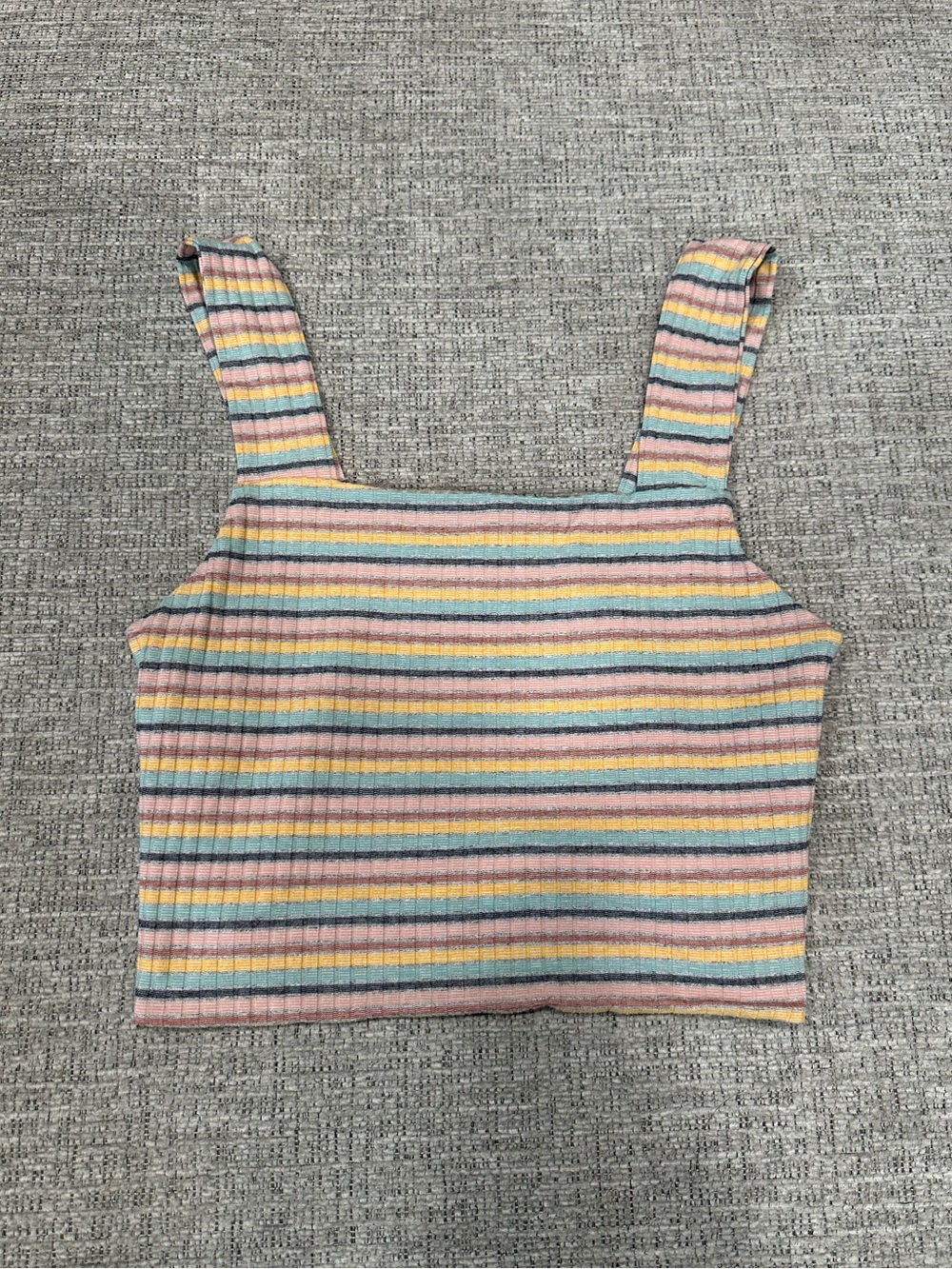 American Eagle Striped Ribbed Cropped Tank Top